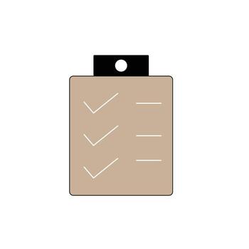 Beige clipboard with white checkmarks and lines checklist vector
