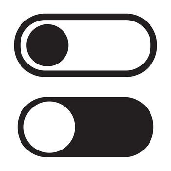 Black toggle switch icons on off and on positions power button vector