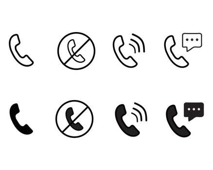Phone icons set incoming outgoing call message no call. vector