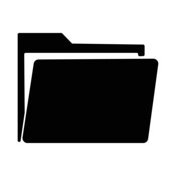 Black open folder icon on white background file document vector