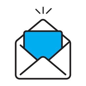 azul correo electrónico icono con radiante líneas sobre mensaje. vector