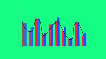 Animé financier croissance graphique avec ligne graphique. croissance bar graphique de économie. illustration de graphique graphique isolé sur vert Contexte. video