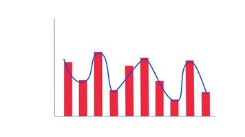 animado financeiro crescimento gráfico com linha gráfico. crescimento Barra gráfico do economia. ilustração do gráfico vermelho Barra isolado em branco fundo. video