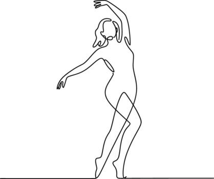 Elegant ballet dancer captured in a single continuous line drawing vector