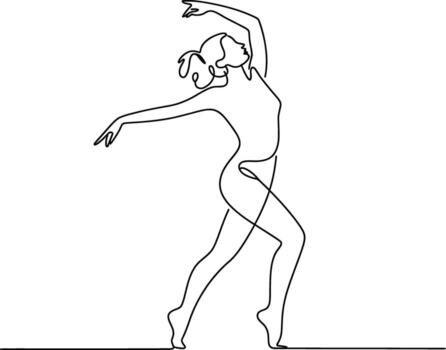 Elegant continuous line drawing of a graceful dancer in mid performance pose vector