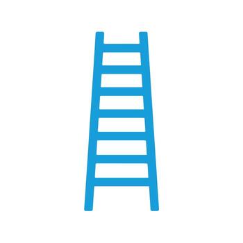 A Simple Blue Ladder Icon on a White Background Represents Ascent and Progress vector