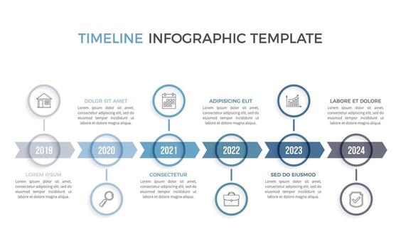 Timeline - infographic template with six arrows with place for your icons and text vector