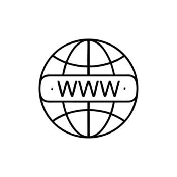 globo contorno con www texto aislado en antecedentes vector