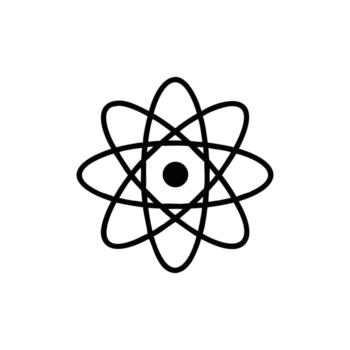 Atom Outline with Orbitals and Nucleus on Background, Scientific Icon vector