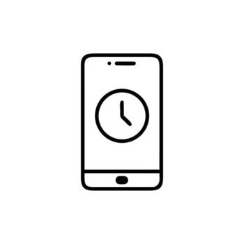 reloj monitor en teléfono inteligente con antecedentes contorno icono vector