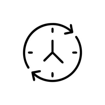 reloj icono con flechas en un circular movimiento en un antecedentes vector