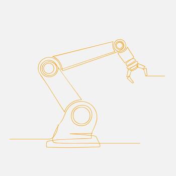 Minimalist Line Drawing of a Robotic Arm with a Claw in a Modern, Clean Style on Light vector