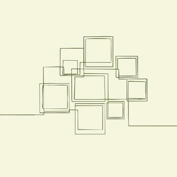 Minimalist geometric artwork featuring interconnected squares and rectangles in a soft pastel vector