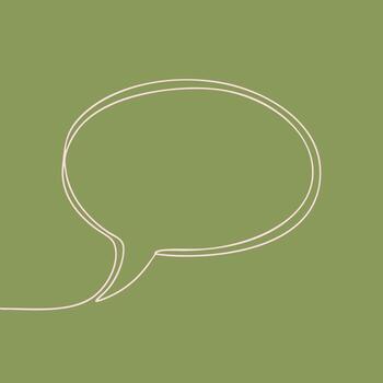 minimalista neón contorno de un habla burbuja en un apagado verde , enfatizando comunicación y diálogo en diseño vector