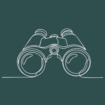 Minimalist Line Drawing of Binoculars with a Dark Emphasizing Simplicity and Focus vector