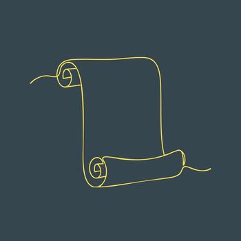Minimalist line drawing of a scroll or parchment with a dark , emphasizing simplicity and elegance in design vector