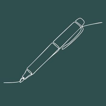 Stylized Line Drawing of a Pen on a Dark Emphasizing Simplicity and Minimalism vector