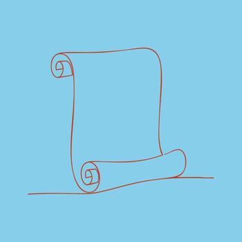 Minimalist line drawing of a scroll or parchment with a light blue emphasizing simplicity and elegance vector