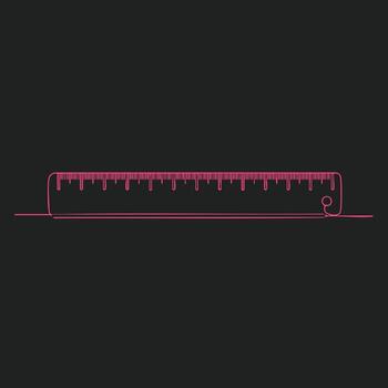 Close-up of a pink glowing ruler with measurement markings on a dark , emphasizing precision and measurement tools vector
