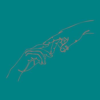 Minimalist Line Drawing of Two Hands Intertwined, Expressing Connection and Support in a Contemporary Art Style vector