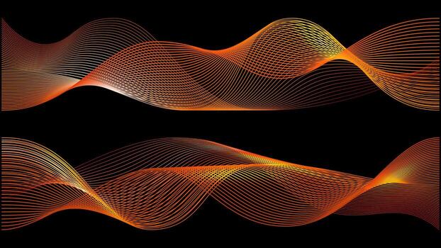 Red orange wave 3d luxury . Neon light skin texture, fire smoke swirls, sound swoosh design flow trail. Speed data flow lines, dynamic futuristic concept. vector