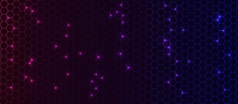 Colorful hexagonal background with glow effect vector