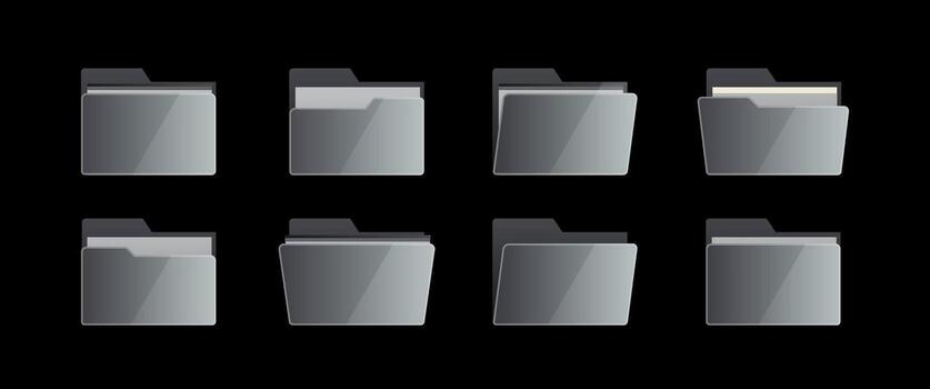 Silver Folder Icon Symbol Collection Design with Modern Metallic Gradient and Minimal 3D Style for Digital Storage, Interface, and Office Application Projects vector