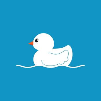 blanco caucho Pato ilustración flotante en un profundo azul fondo, ideal para limpiar y higiene conceptos vector
