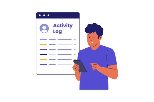 Illustration of Activity Log and User History Monitoring vector