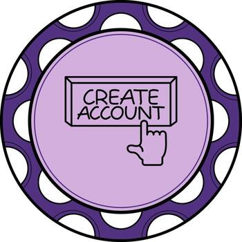 Create Account Finger Tap Button Custom Flat Design Shape vector