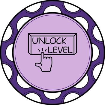 desbloquear nivel dedo grifo botón negrita mínimo diseño vector