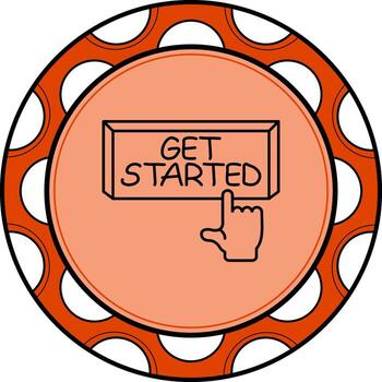 Get Started Finger Tap Button Elegant Branding Graphic Symbol vector