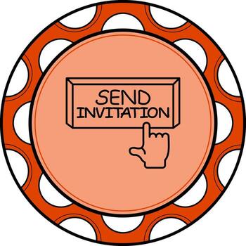 Send Invitation Finger Tap Button Clean Flat Graphic Object vector