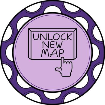 Unlock New Map Finger Tap Button Custom UI Art Layout vector