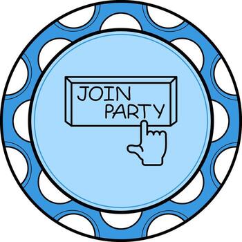 Join Party Finger Tap Button Sophisticated Branding Art Layout vector