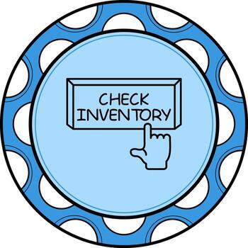 Check Inventory Finger Tap Button Sophisticated Branding Art Layout vector