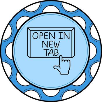 Open in New Tab Finger Tap Button Refined UI Graphic Symbol vector