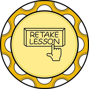 Retake Lesson Finger Tap Button Refined Digital Shape vector