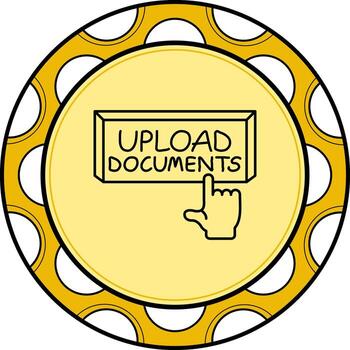 Upload Documents Finger Tap Button Dynamic UI Design Object vector