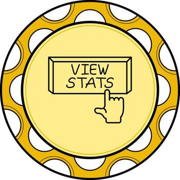 ver estadísticas dedo grifo botón personalizado plano diseño forma vector