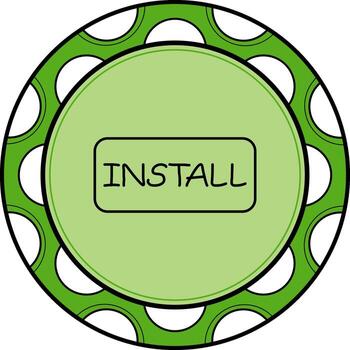 Instalar en pc Delgado botón elegante plano gráfico símbolo vector