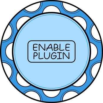 Enable Plugin Slim Button Custom Flat Design Shape vector