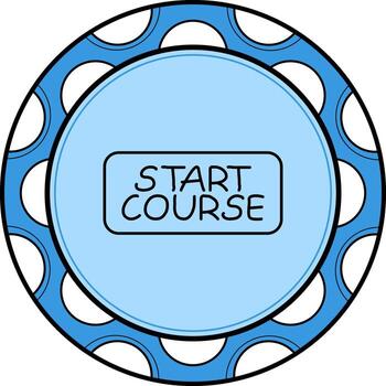 comienzo curso Delgado botón personalizado plano diseño forma vector