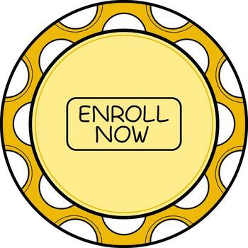 Enroll Now Slim Button Elegant Flat Design Object vector