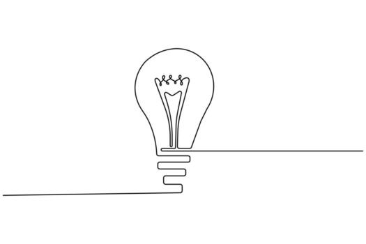 Light bulb minimalist one line sketch simple continuous art vector