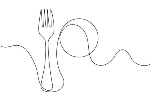resumen continuo línea Arte de cuchillo y tenedor mínimo comida utensilio bosquejo vector