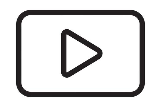 Simple play button icon in rounded rectangle media player vector