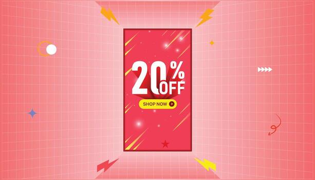 Sale banner design featuring boldtext in the center, accompanied by dynamic lightning and graphic elements. vector