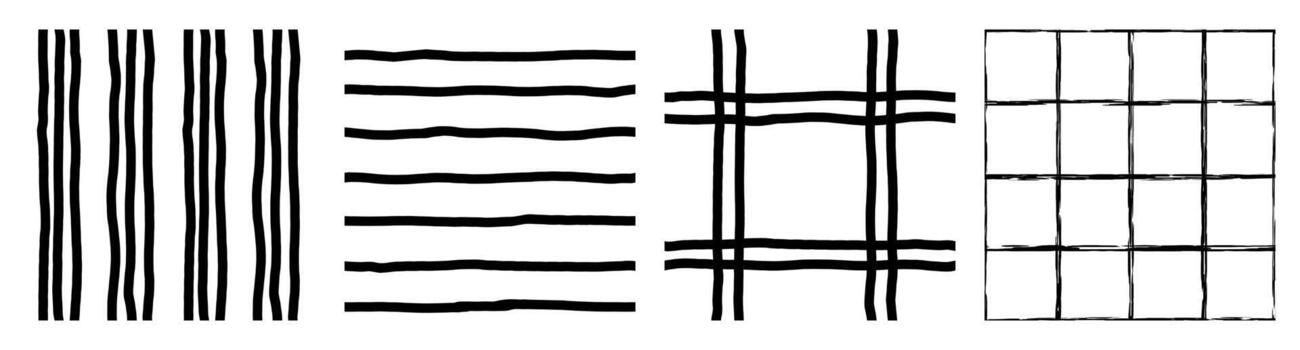 Set of simple Contemporary printable seamless pattern with abstract line, dot, shape brush stroke in black and white colors. Boho background in minimalist style Illustration for wallpaper fabric vector