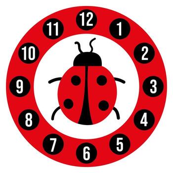 reloj cara con mariquita modelo - rojo y negro linda insecto diseño para gráfico proyectos vector
